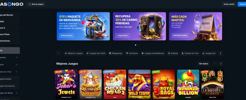 Sección de blackjack de Casongo